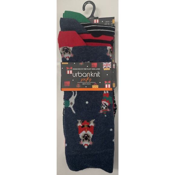 Urbanknit Mens Three Pack Holiday/Dog Socks Size US 10-13 NWT - Picture 1 of 8